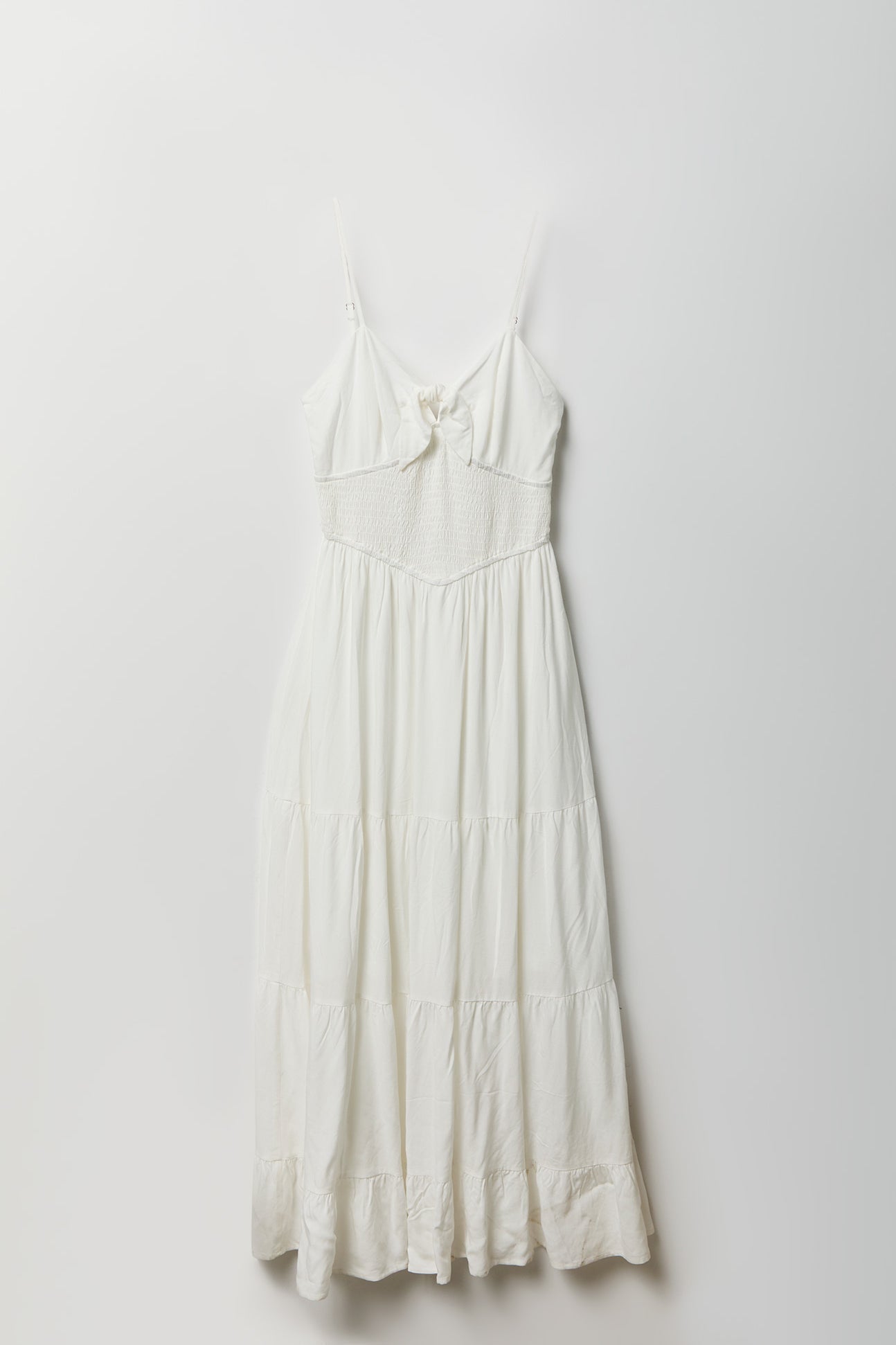 Bow Cinched Waist Tiered Maxi Dress