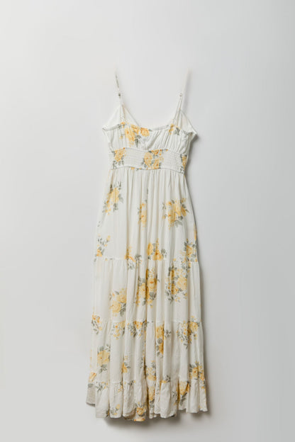 Bow Cinched Waist Tiered Maxi Dress
