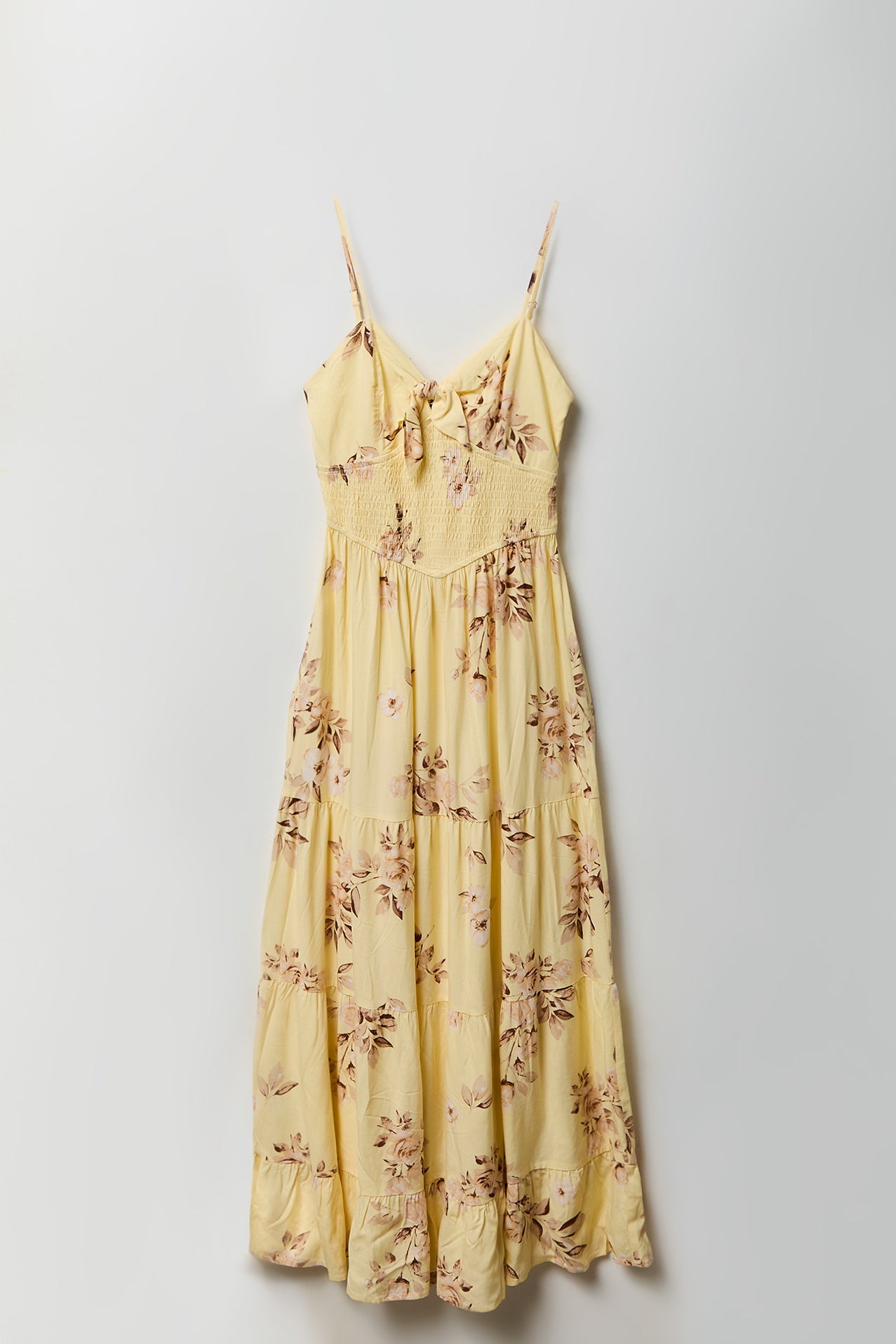 Bow Cinched Waist Tiered Maxi Dress