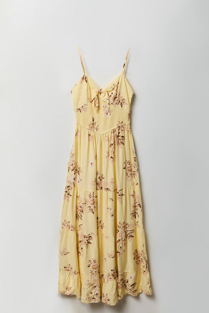 Bow Cinched Waist Tiered Maxi Dress