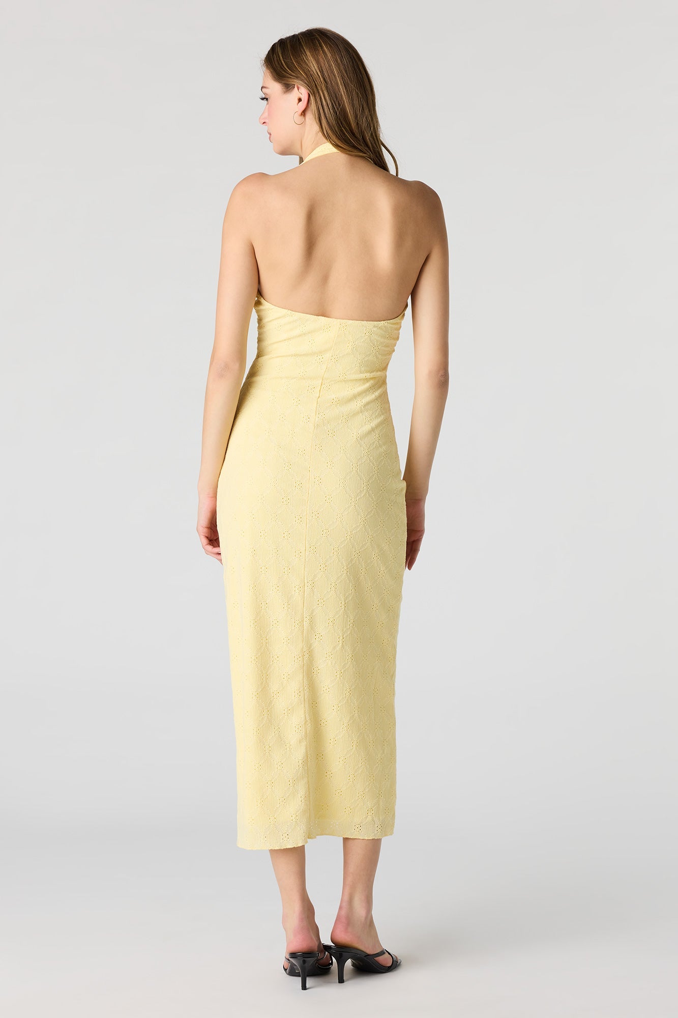Braless Textured Halter Midi Dress