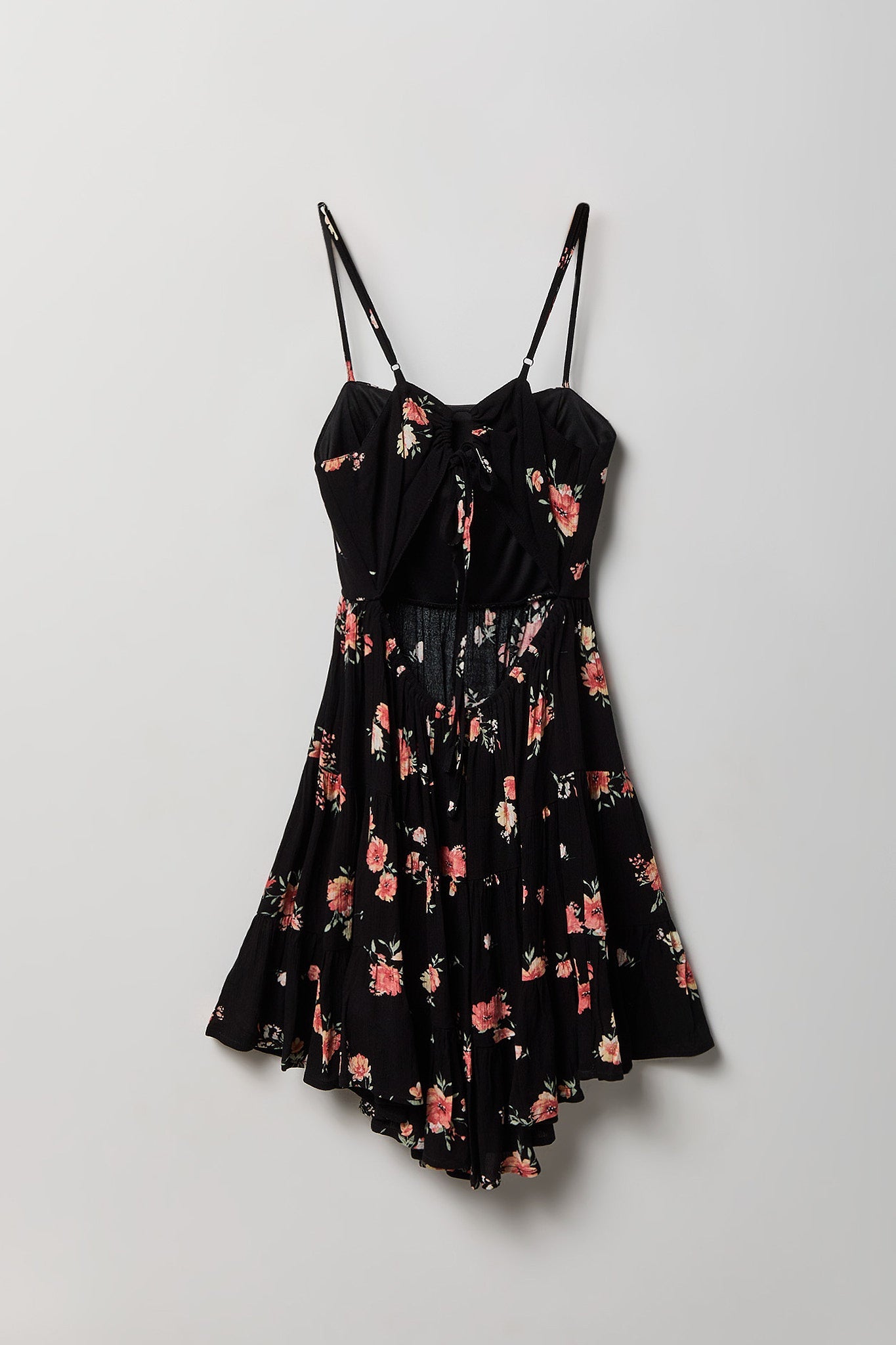 Braless Tie Back Tiered Mini Dress