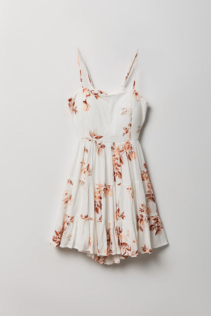 Braless Tie Back Tiered Mini Dress