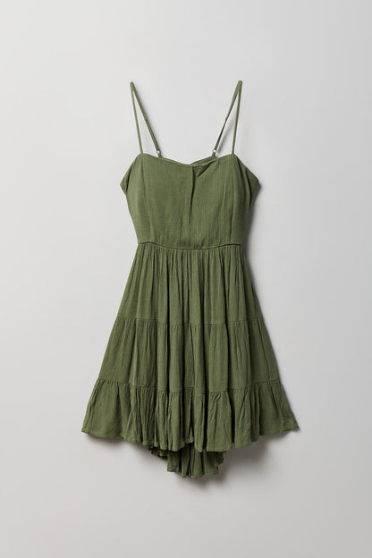 Braless Tie Back Tiered Mini Dress