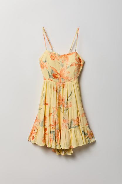 Braless Tie Back Tiered Mini Dress