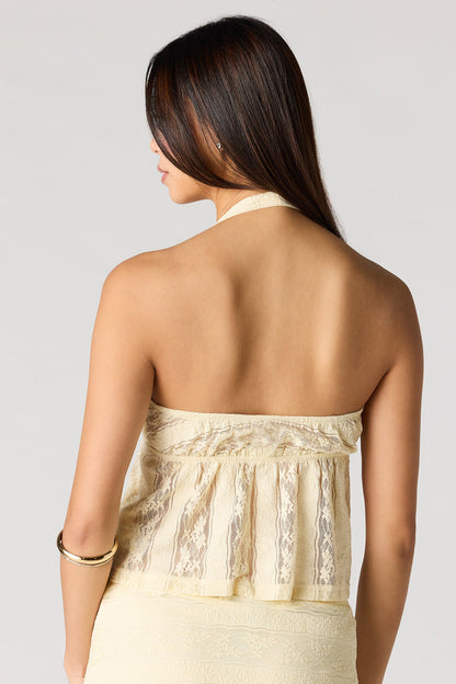 Floral Lace Babydoll Halter Top