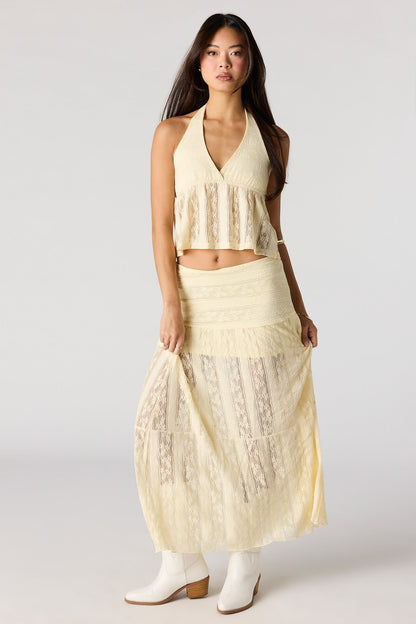 Floral Lace Babydoll Halter Top