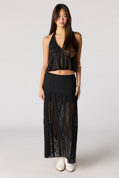 Floral Lace Maxi Skirt