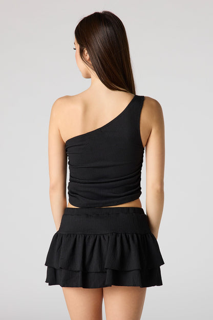 Textured One Shoulder Top