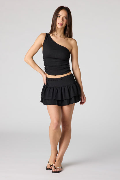 Textured One Shoulder Top