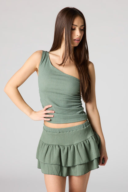 Textured One Shoulder Top