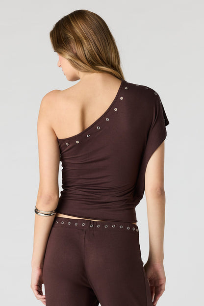 Eyelet One Shoulder Top