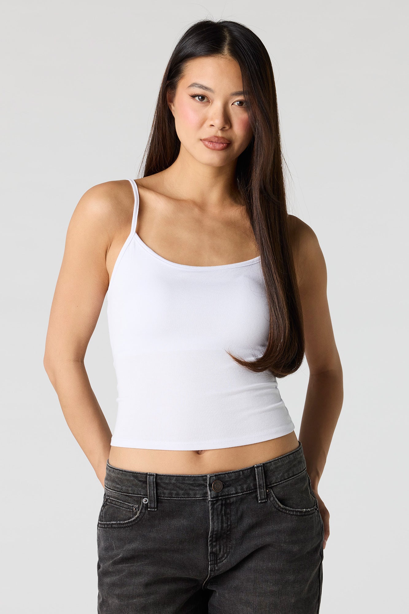 Braless Ribbed Scoop Neck Tank