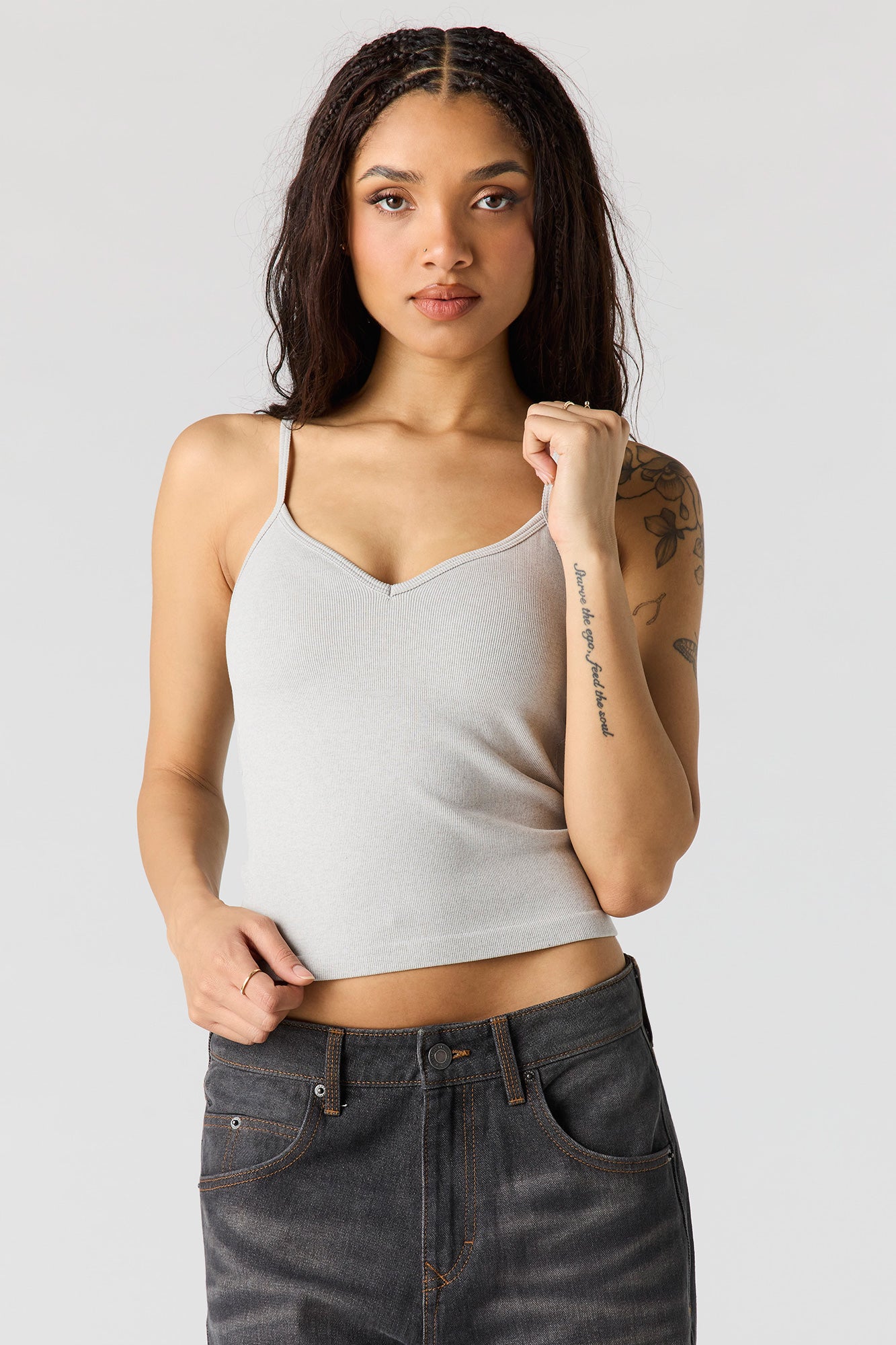 Braless Seamless Ribbed V-Neck Cami