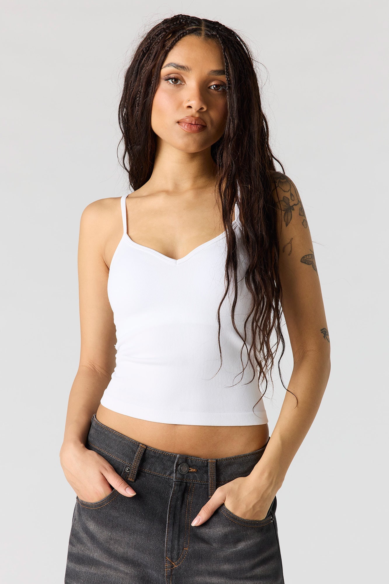 Braless Seamless Ribbed V-Neck Cami