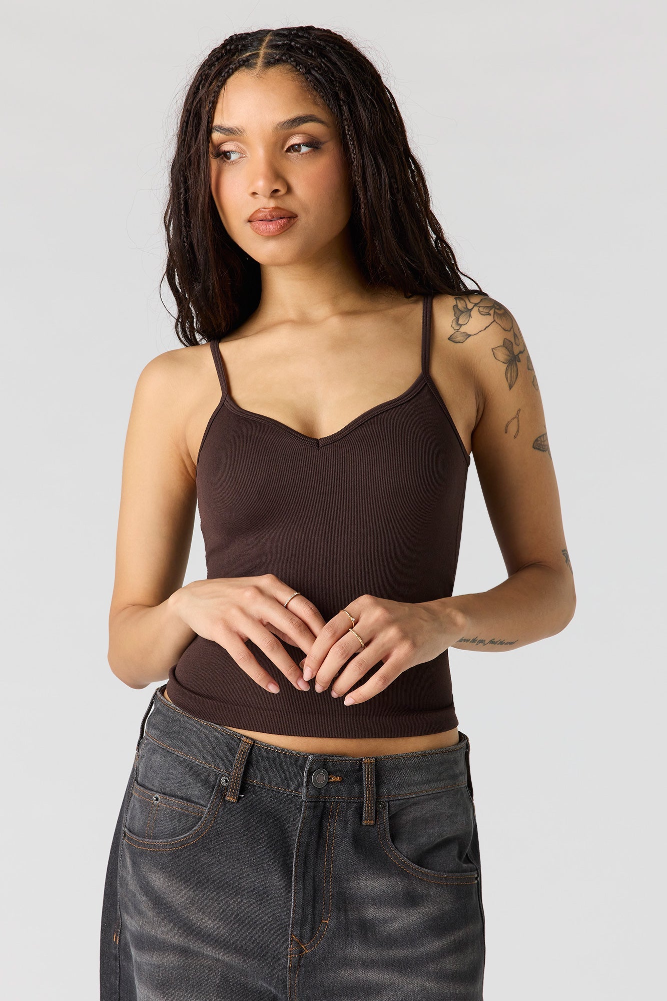 Braless Seamless Ribbed V-Neck Cami
