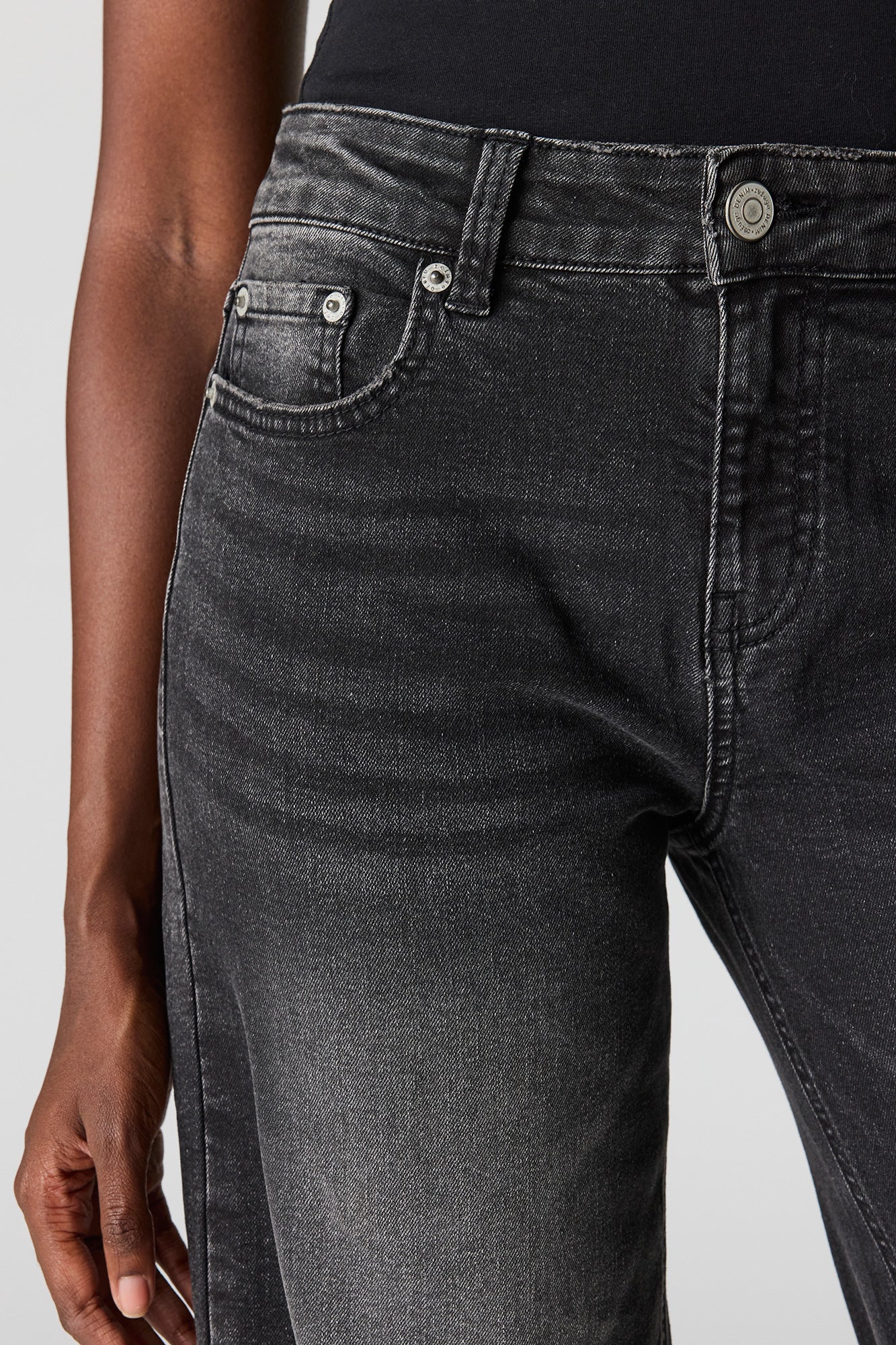 Paris Stretch High Rise Wide Leg Washed Black Jean