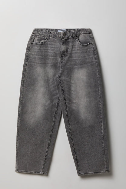 Stretch High Rise Barrel Grey Jean