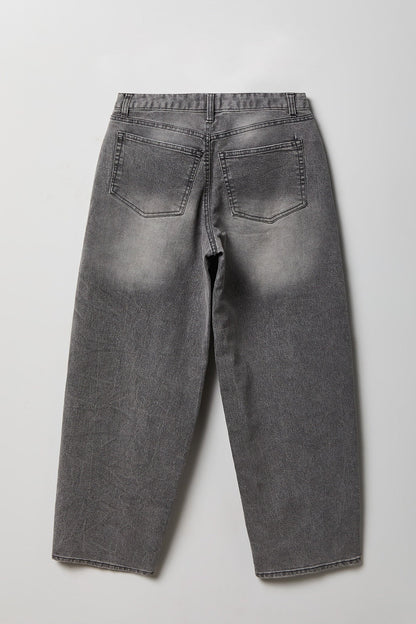 Stretch High Rise Barrel Grey Jean