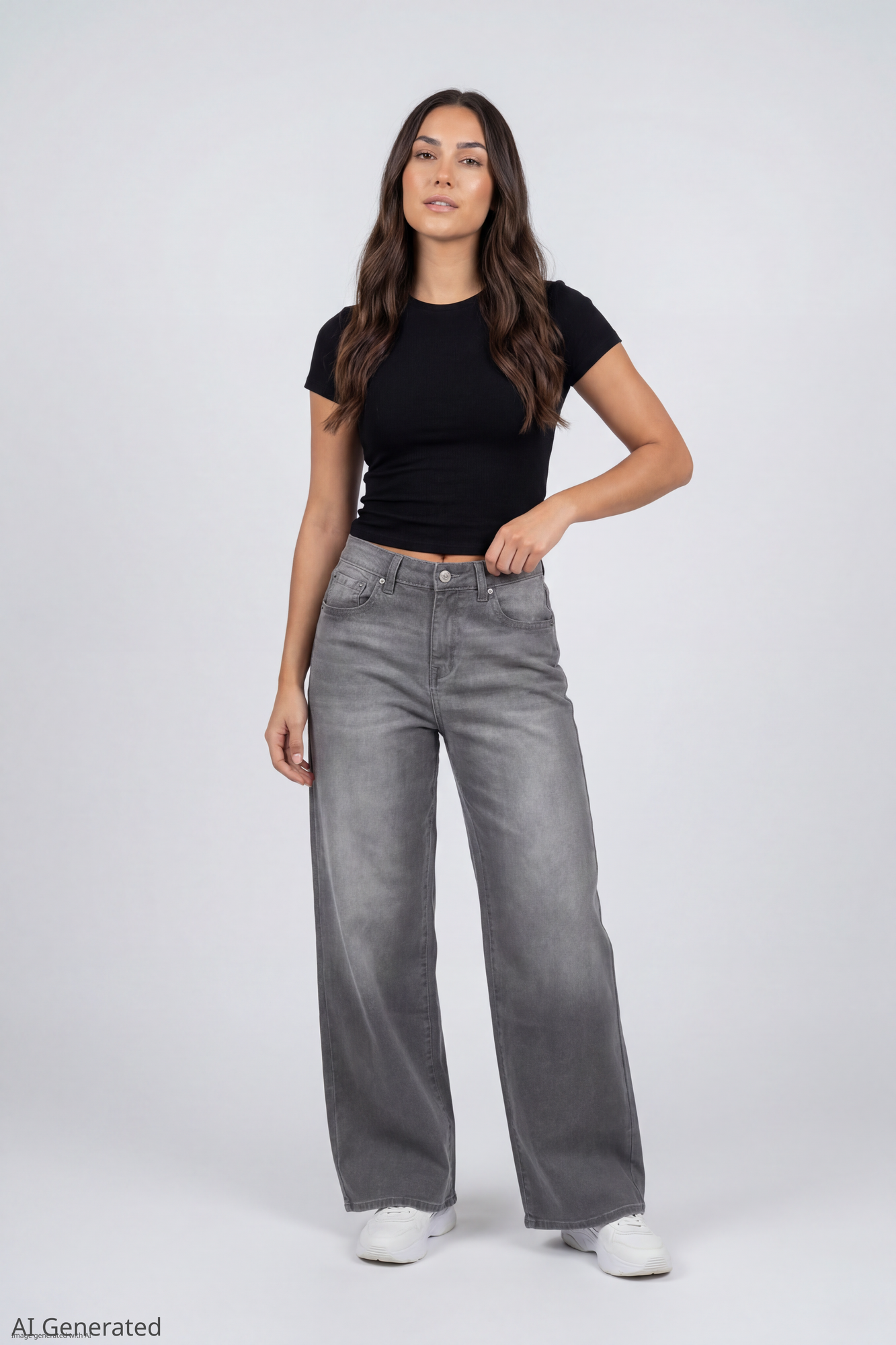 Soho Stretch Mid Rise Super Baggy Grey Jean