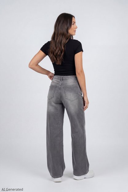 Soho Stretch Mid Rise Super Baggy Grey Jean