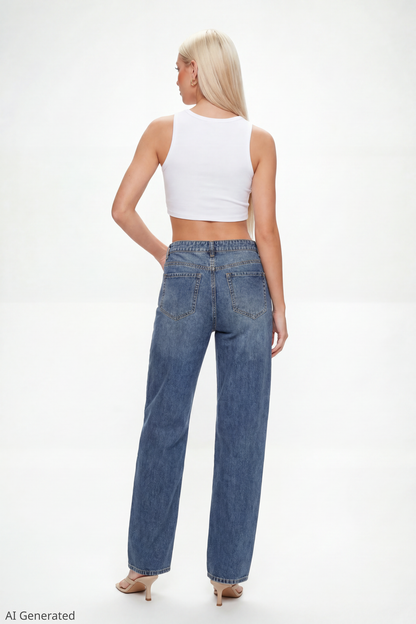 Low Rise Barrel Vintage Dark Jean