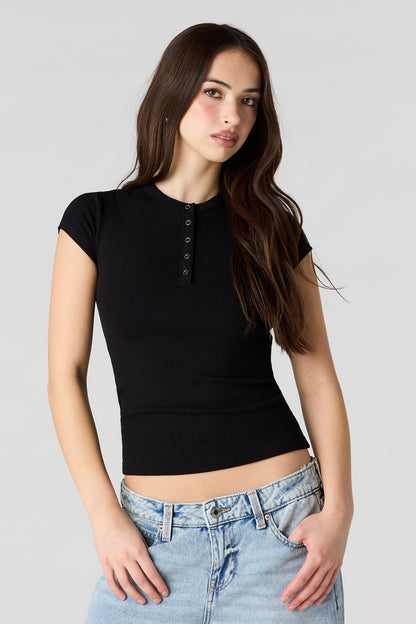 Ribbed Classic Henley Top
