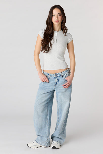 Ribbed Classic Henley Top