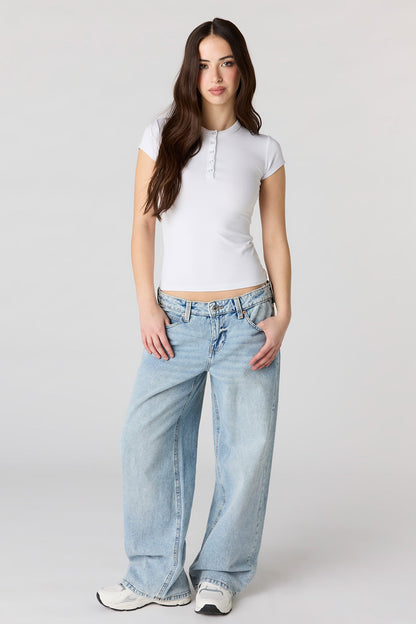 Ribbed Classic Henley Top