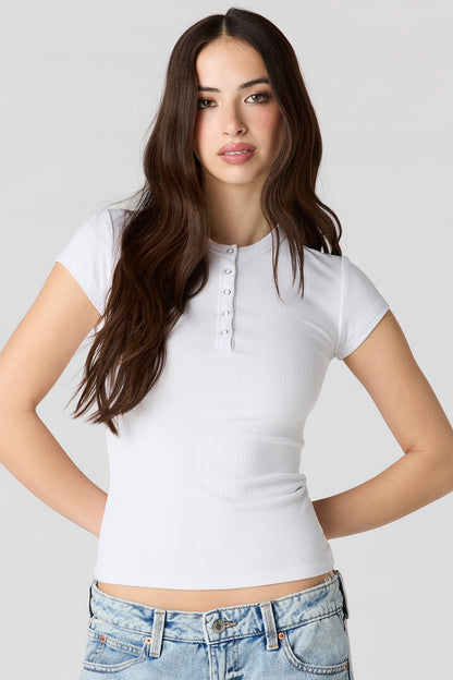 Ribbed Classic Henley Top