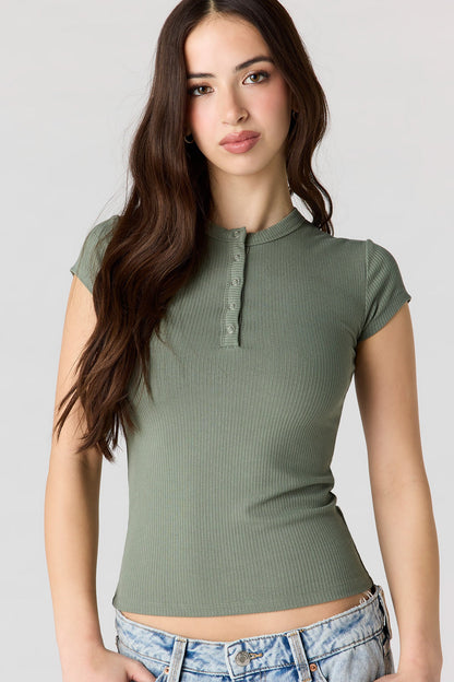 Ribbed Classic Henley Top