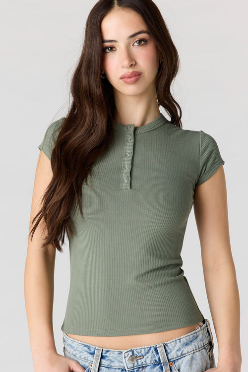 Ribbed Classic Henley Top