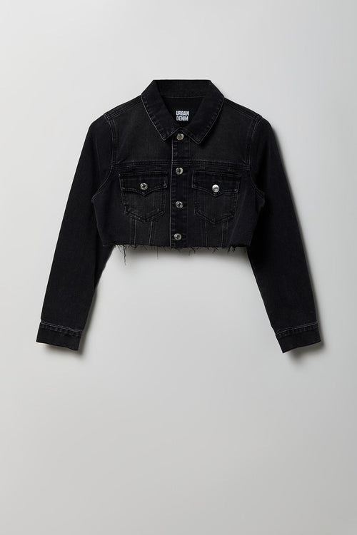 Cropped Ripped Denim Jacket