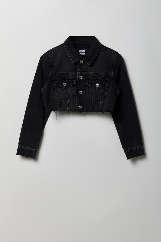 Cropped Ripped Denim Jacket