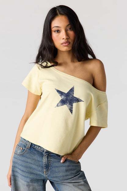 Striped Off Shoulder Boxy T-Shirt
