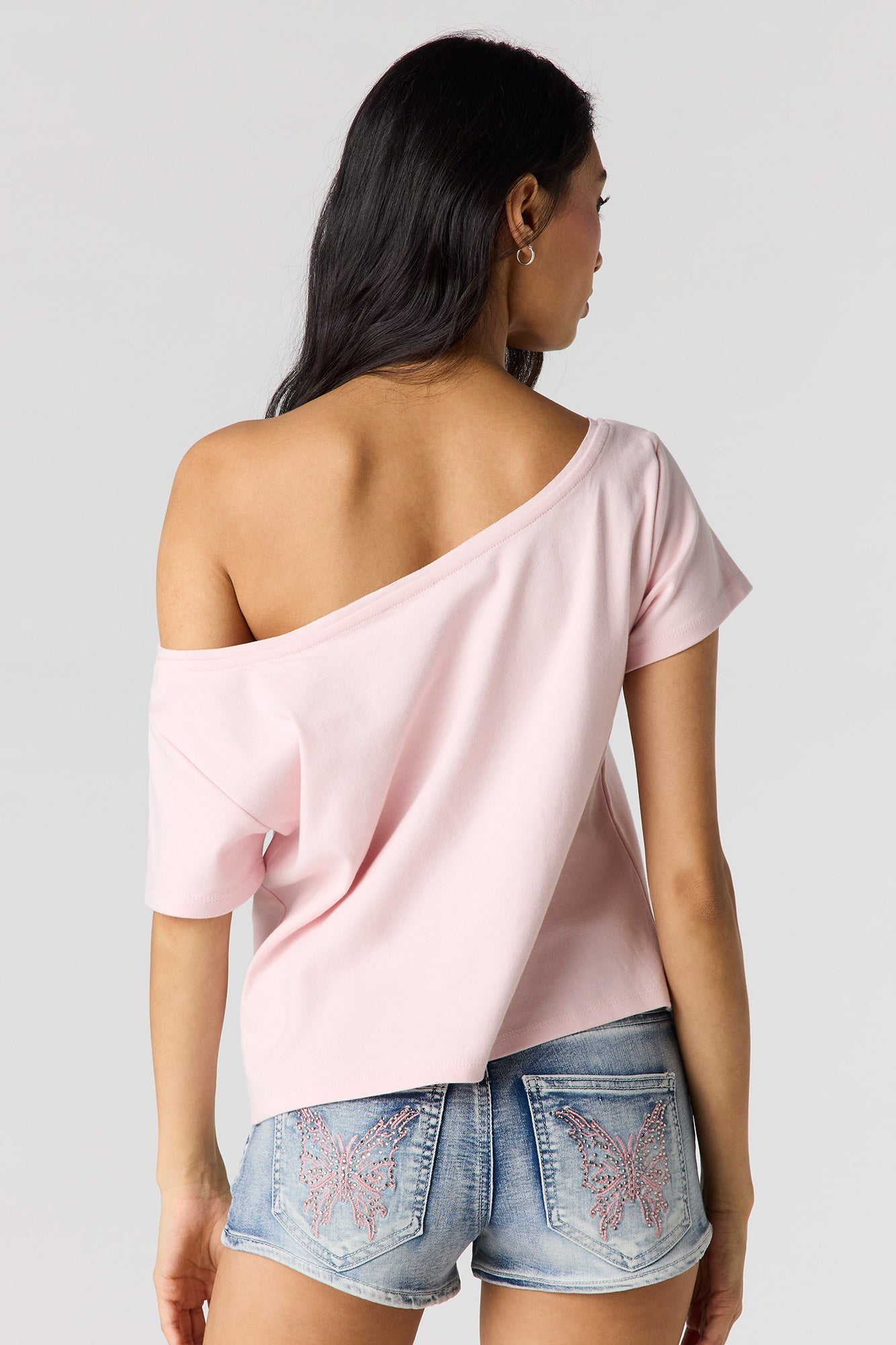 Striped Off Shoulder Boxy T-Shirt