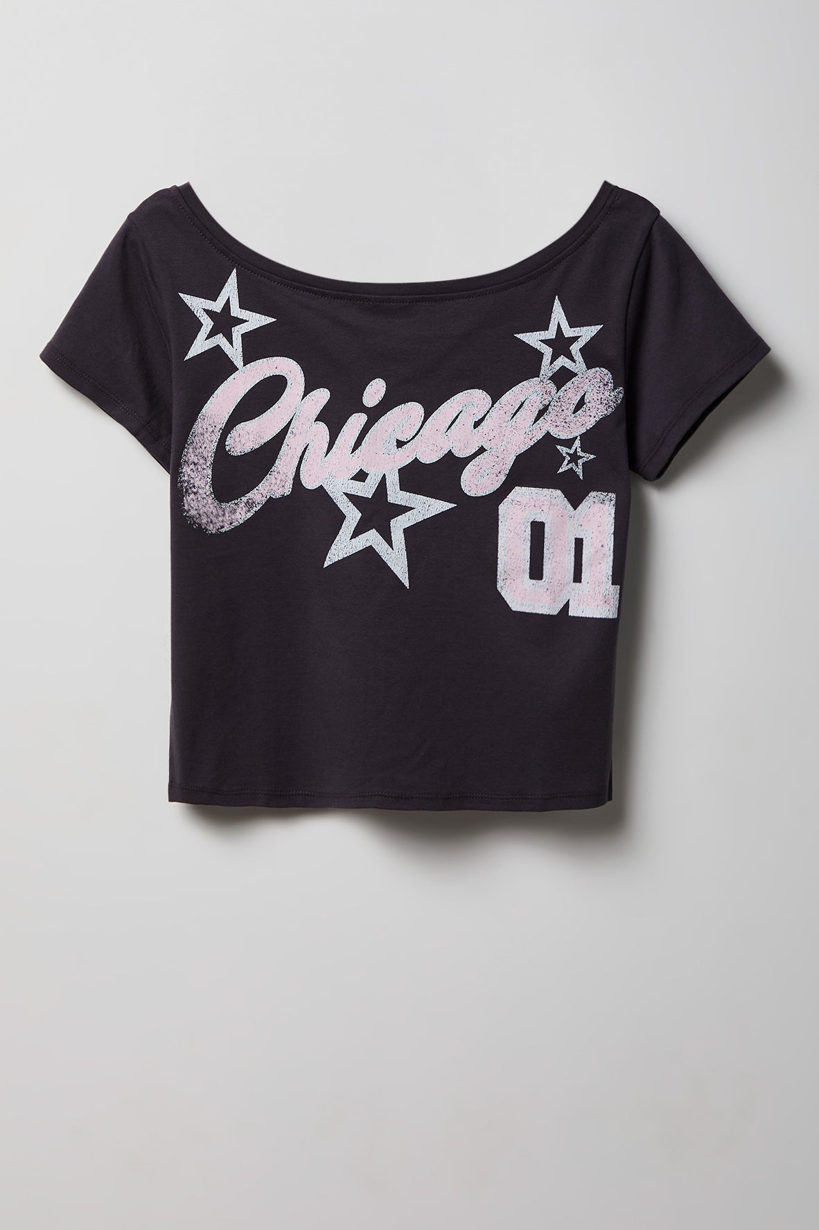Off Shoulder Graphic T-Shirt