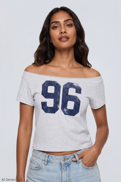 Off Shoulder Graphic T-Shirt