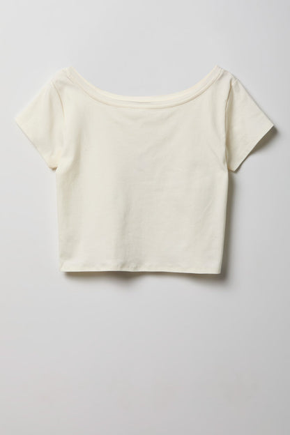 Off Shoulder Graphic T-Shirt