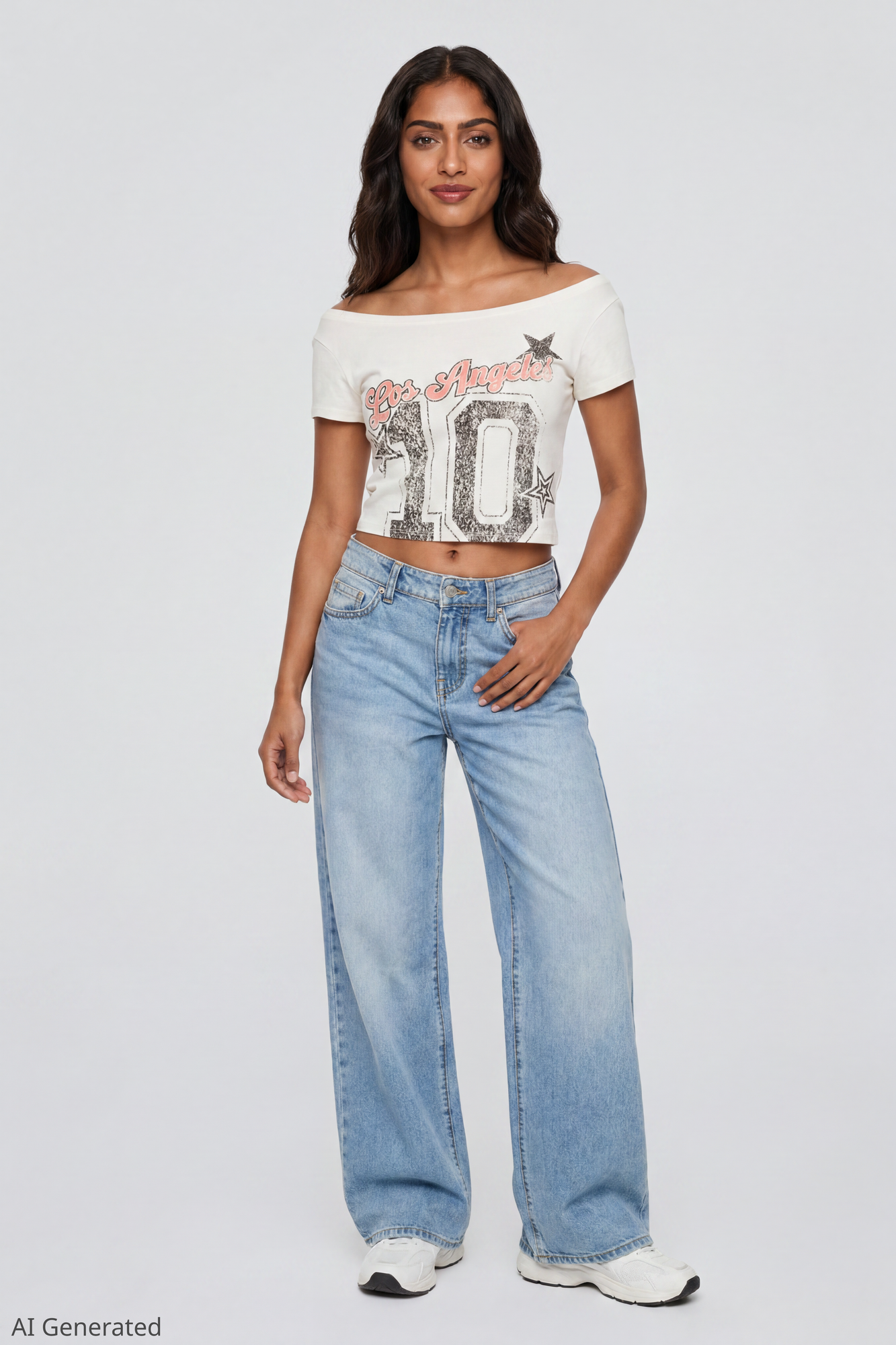 Off Shoulder Graphic T-Shirt