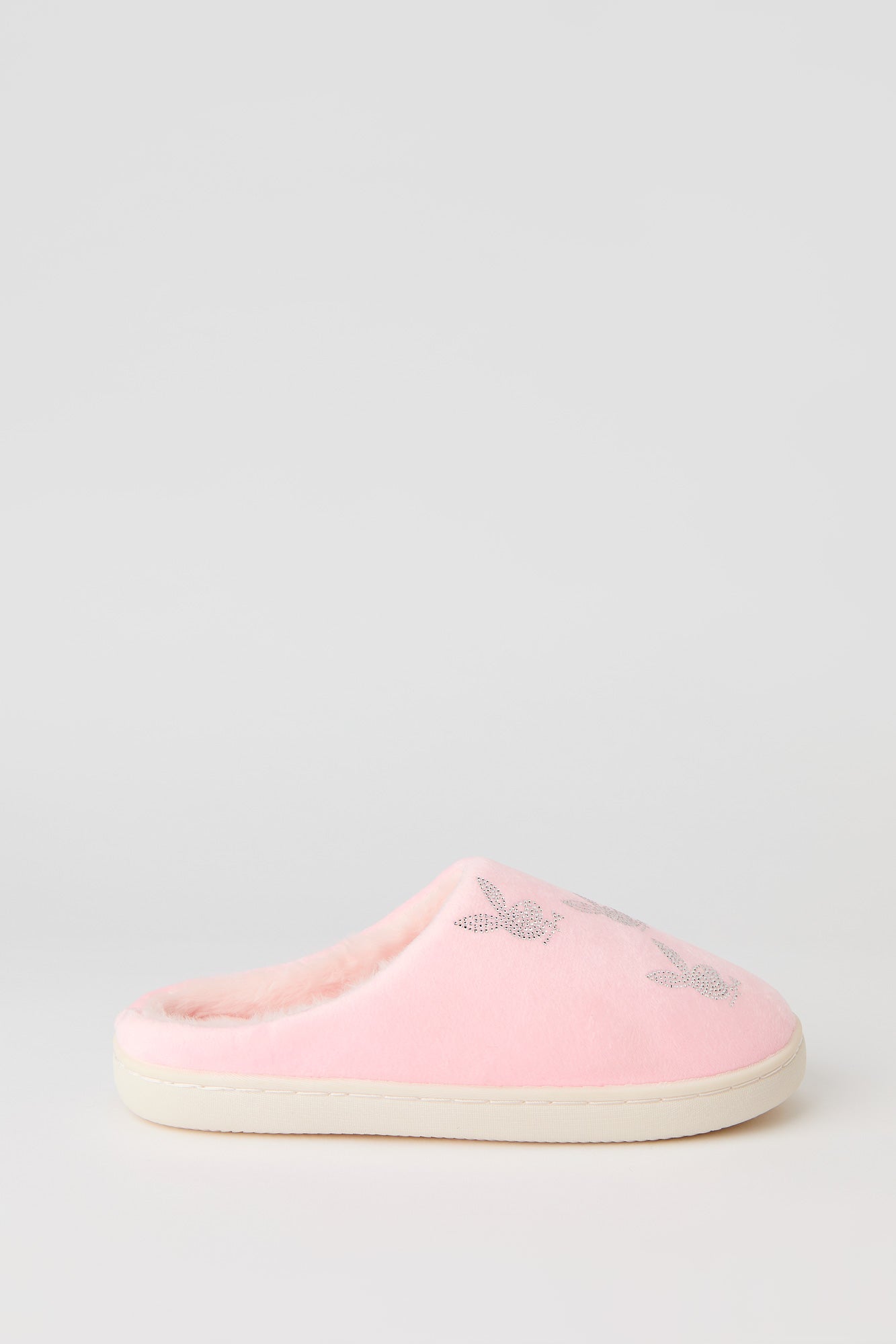 Playboy Rhinestone Faux Fur Slipper