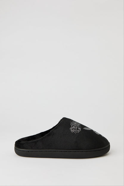 Playboy Rhinestone Faux Fur Slipper