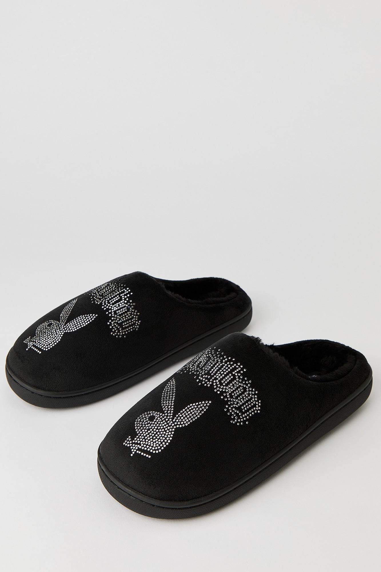 Playboy Rhinestone Faux Fur Slipper