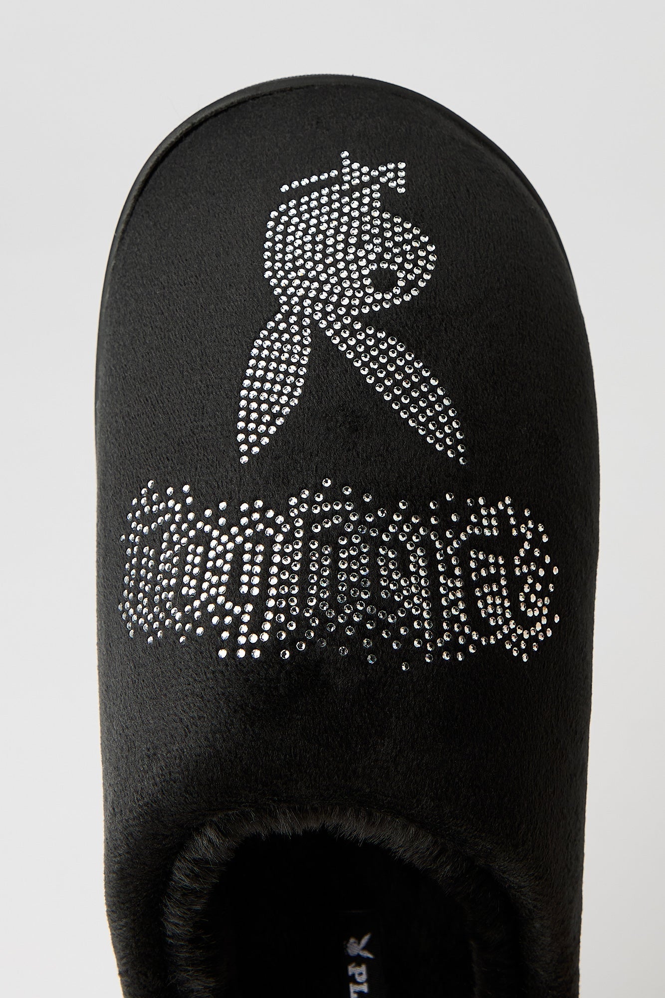 Playboy Rhinestone Faux Fur Slipper