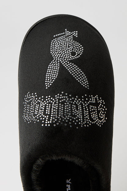 Playboy Rhinestone Faux Fur Slipper