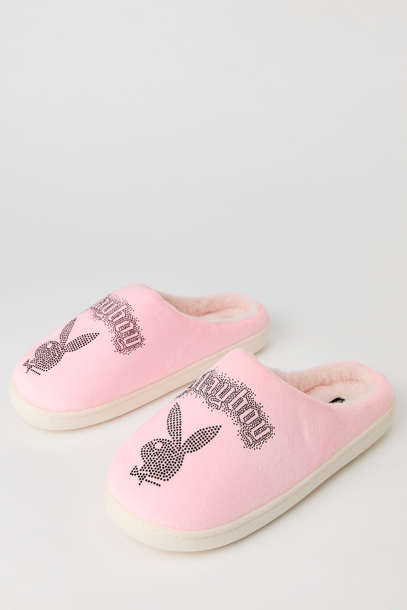 Playboy Rhinestone Faux Fur Slipper