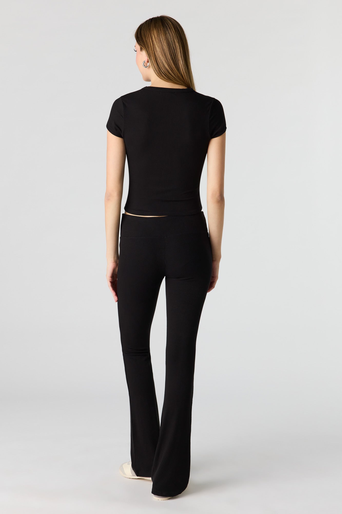 Soft Ribbed T-Shirt & Flare Pant Set