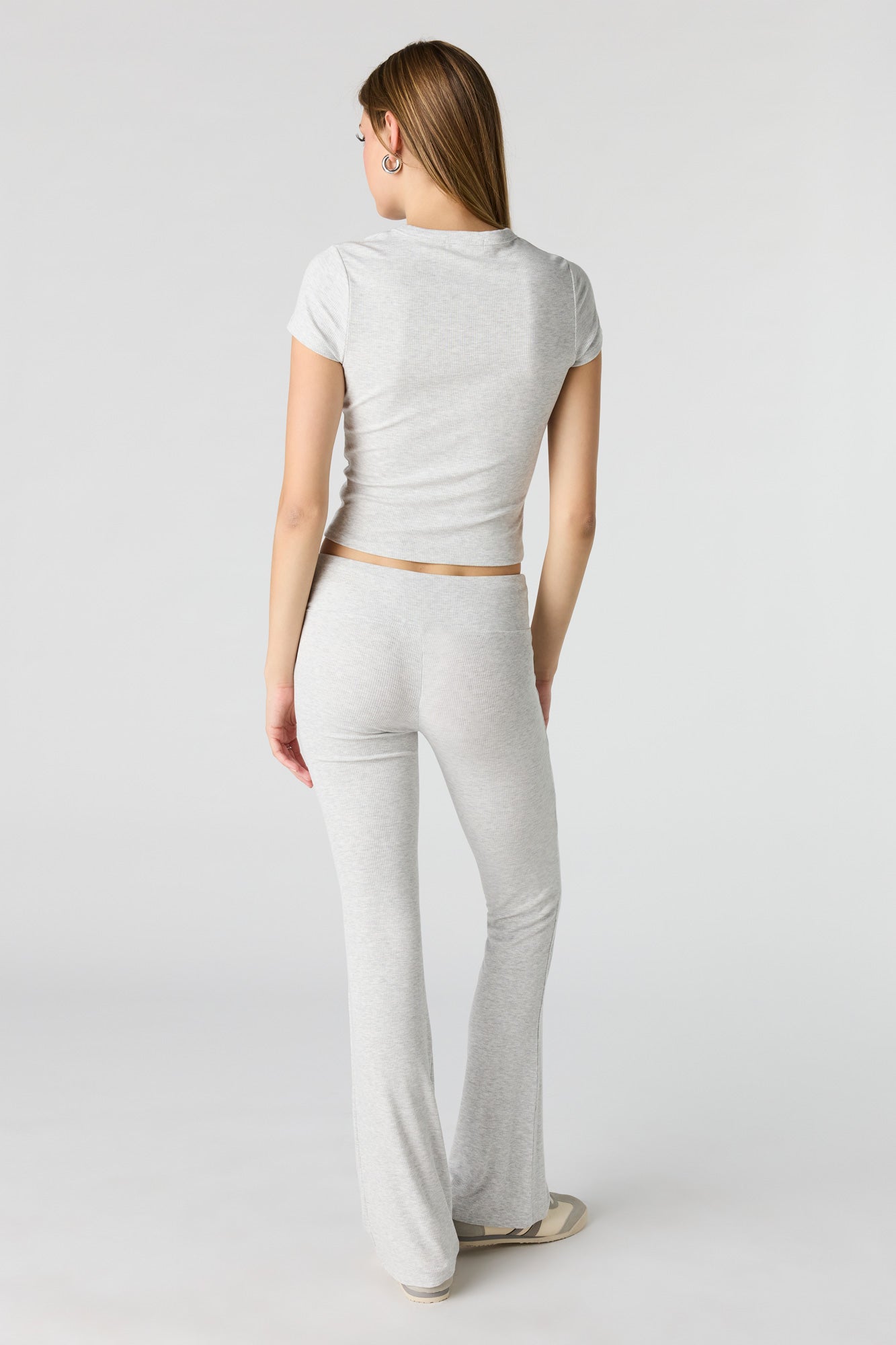 Soft Ribbed T-Shirt & Flare Pant Set