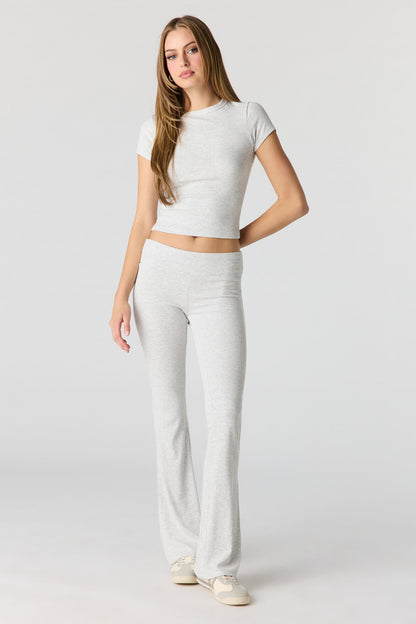Soft Ribbed T-Shirt & Flare Pant Set