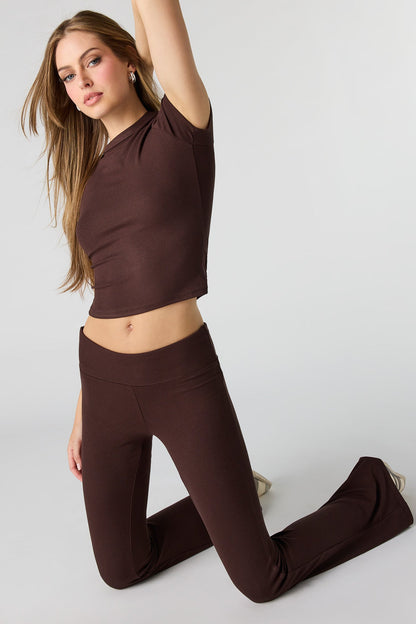 Soft Ribbed T-Shirt & Flare Pant Set